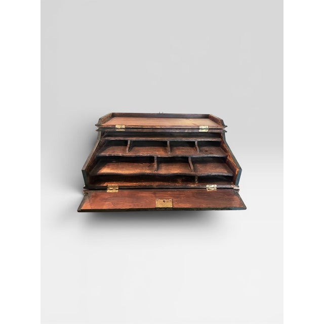 Black Vintage Hand Painted Slant Front Correspondence Box. For Sale - Image 8 of 12