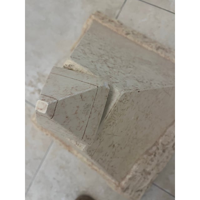 1980s Amazing Vintage Postmodern Travertine Pyramid Coffee Table For Sale - Image 5 of 12