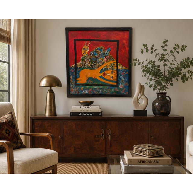 An original oil on canvas by Polish-American artist Zbyszek Koziol (1946–2014) titled “Tippi Baby Flower in a Jungle.”...