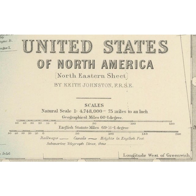1900 - 1909 Antique Map of Northeastern USA, 1903 For Sale - Image 5 of 10