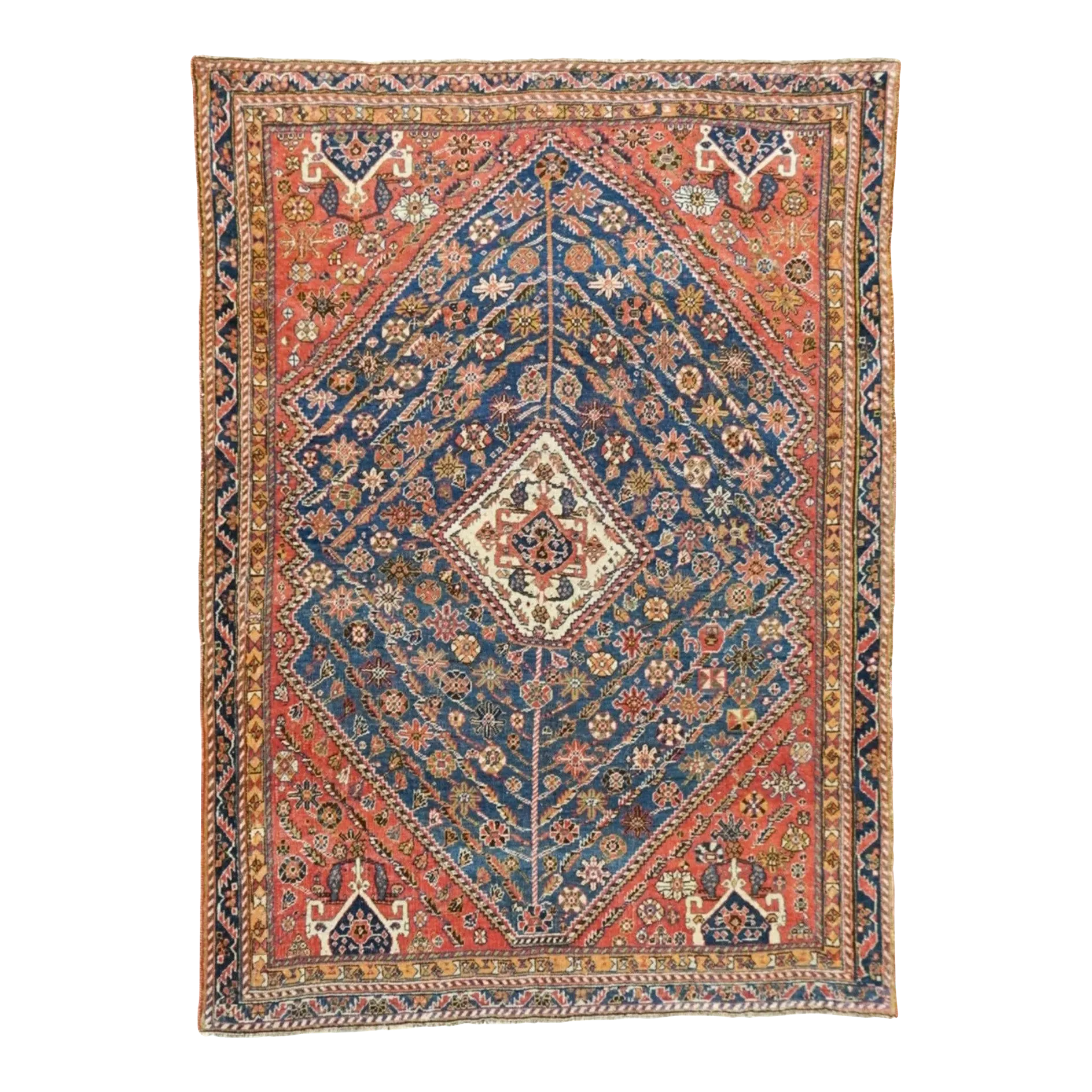 Antique Qashqai Rug 4'9'' x 6'8'' | Chairish