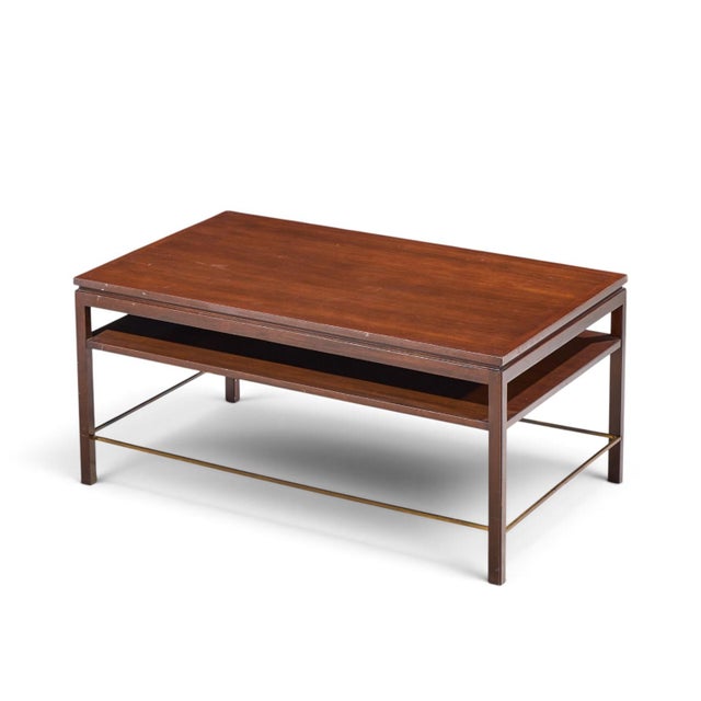 Wood Edward Wormley for Dunbar Mid Century Mahogany and Brass Coffee Table For Sale - Image 7 of 8