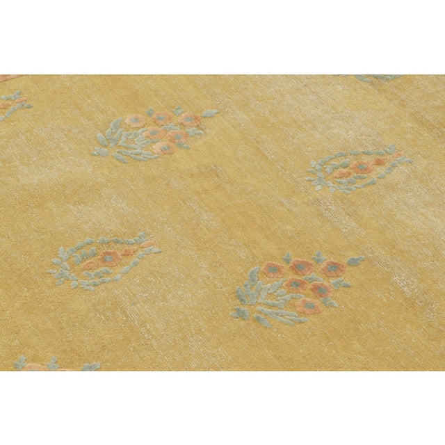 Traditional Contemporary Block Print Floral Natural Silk Runner by Rug & Kilim, India For Sale - Image 3 of 9