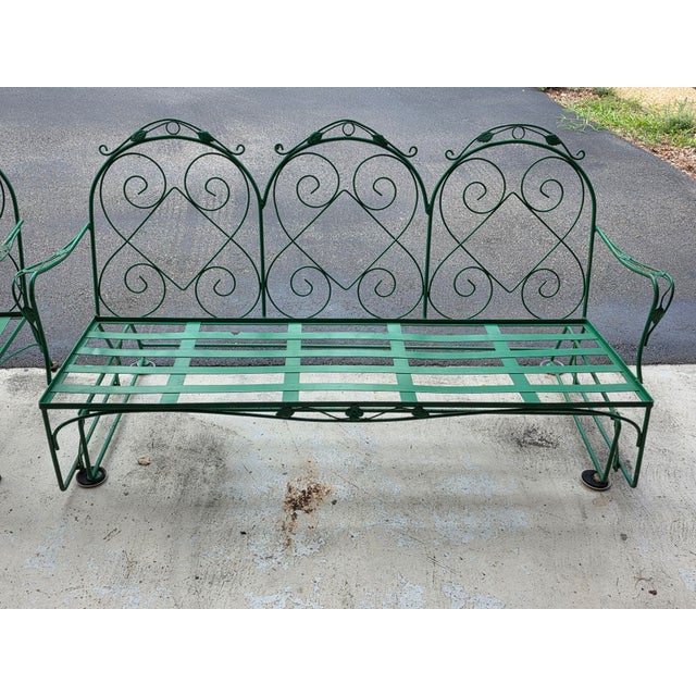 John Salterini Meadowcraft Style Vintage Outdoor Wrought Iron Sofa & Chair, 2 Pieces For Sale - Image 4 of 9