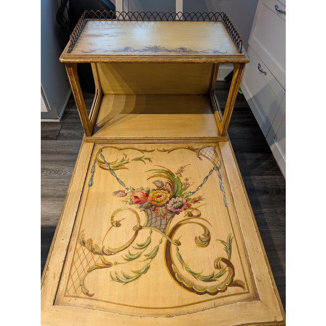 Hollywood Regency Vintage Hollywood Regency Hand-Painted Accent Table For Sale - Image 3 of 7