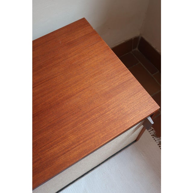 Low Teak Sideboard with Sliding Canvas Doors, 1960s For Sale - Image 17 of 18
