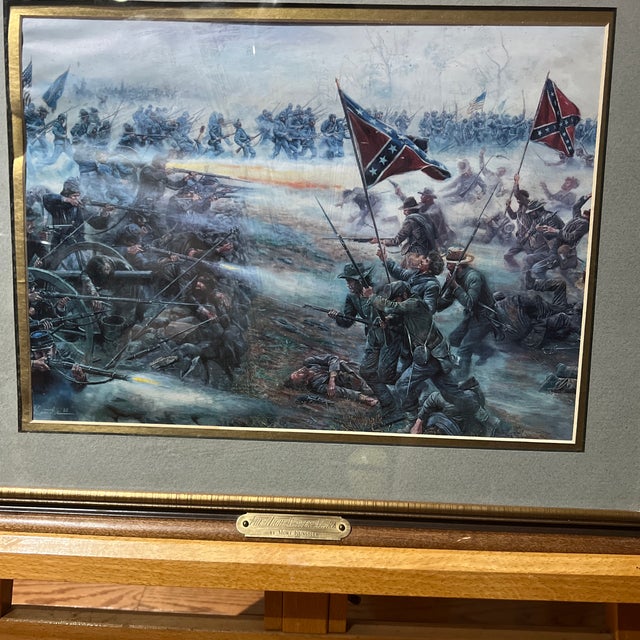 Offer print of Mort Lunstler 1986 art titled Th Hgh Water Mark framed glass