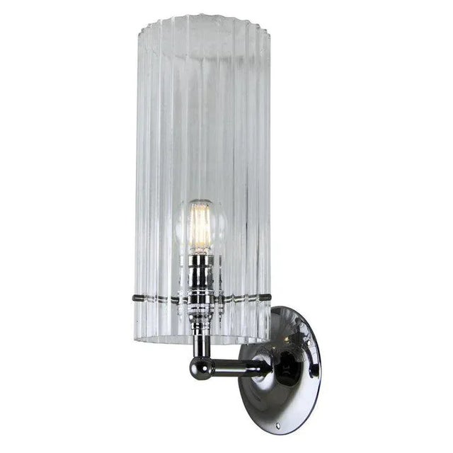 English Reeded Cylinder Bula Wall Light Chrome For Sale - Image 3 of 4