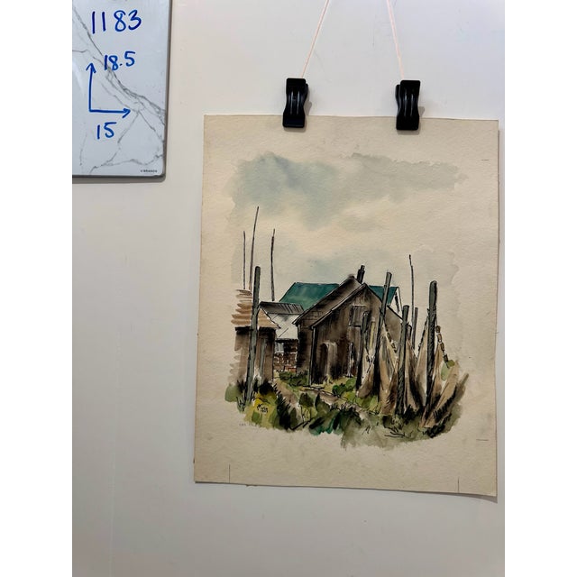 Henry Emil Salloch Original Watercolor on Paper Les Islets, 1957. For Sale In Atlanta - Image 6 of 6