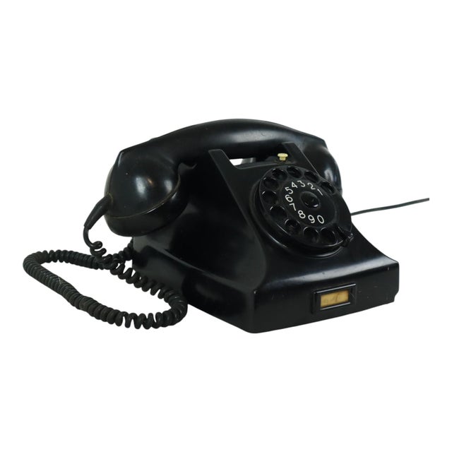 Vintage Black Bakelite Rotary Dial Telephone, 1950s For Sale - Image 3 of 11