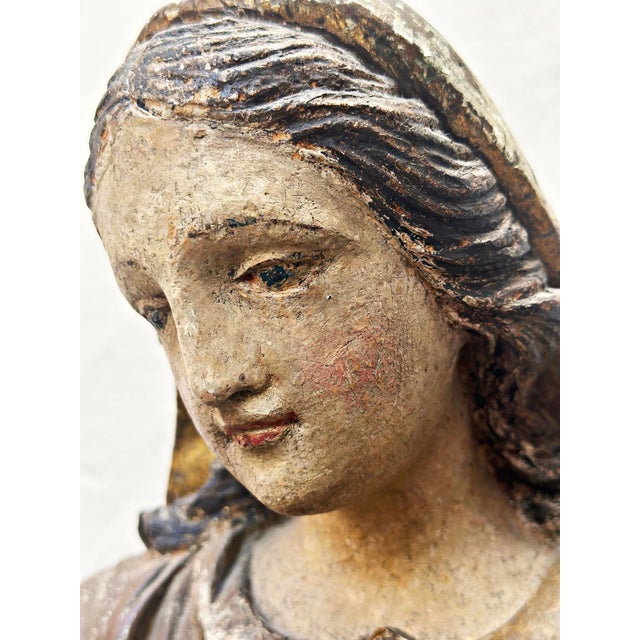 Madonna, Mother of God with Child, 18th Century, Carved Wood, Painted For Sale - Image 14 of 18