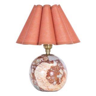 Giorgio Marble Mini Lamp, Natural Brass with Wild Poppy Scalloped Shade For Sale