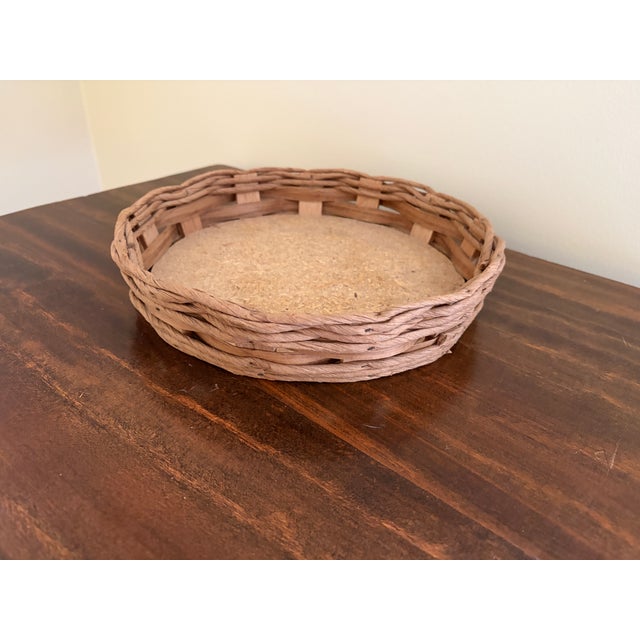 Pyrex Late 20th Century Round Woven Oak Casserole Serving Basket For Sale - Image 4 of 11