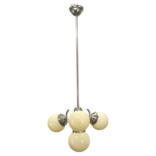 Bauhaus Czechoslovakian Globe Chandelier, 1930s For Sale - Image 13 of 13