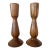 Vintage Hand-Turned Wooden Candlesticks – Pair, Mid-Century Style For Sale