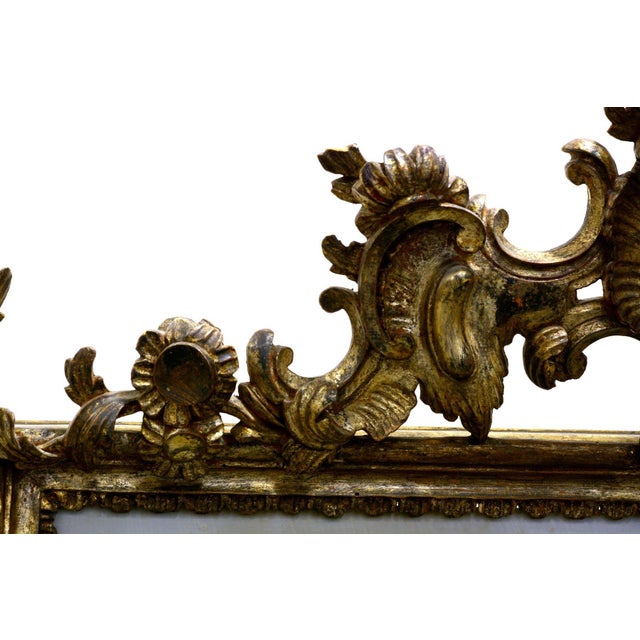 Wood Antique Neapolitan Louis XV Giltwood Mirror with Mercury Glass, 19th Century For Sale - Image 7 of 10
