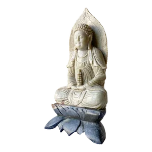 Hand Carved Soap Stone Chinese Buddha Sculpture