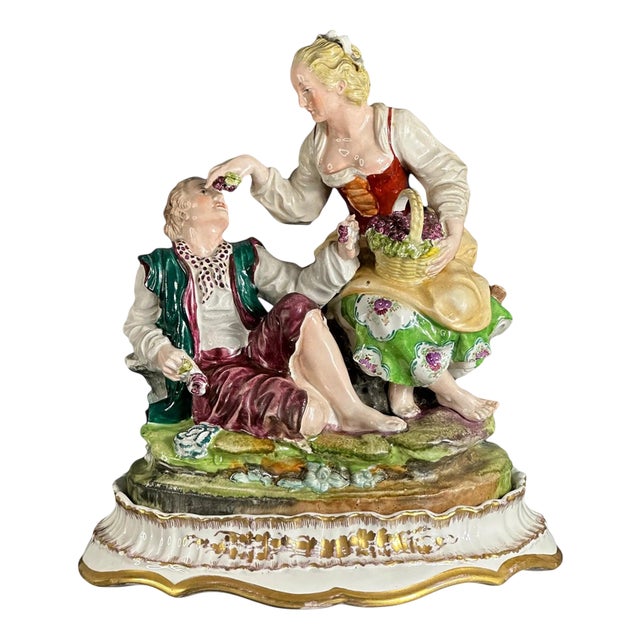 Louis XVI Style Hand-Painted Porcelain Figurine from C. H. Hispania, 1950s For Sale