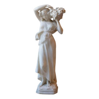 Late 19th / Early 20th-Century Volterra Alabaster Figure of a Flower Girl For Sale