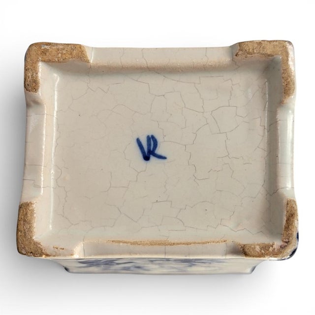 Blue Antique Dutch Delftware Blue and White Chinoiserie Tea Caddy, 1700s For Sale - Image 8 of 10
