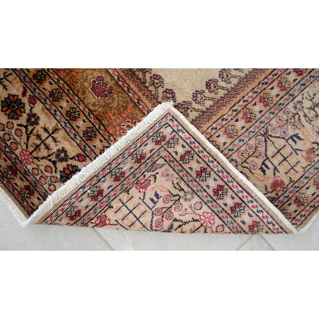 Vintage Hand-Knotted Turkish Rug Prayer Rug Super Fine Wool Rug Wall Decor Religious Tapestry 3x5 Ft Approx For Sale - Image 17 of 18