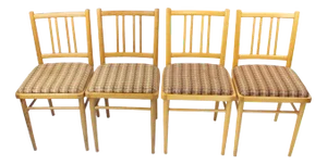 Mid-Century Oak & Fabric Dining Chairs from TON, Czechoslovakia, Set of 4
