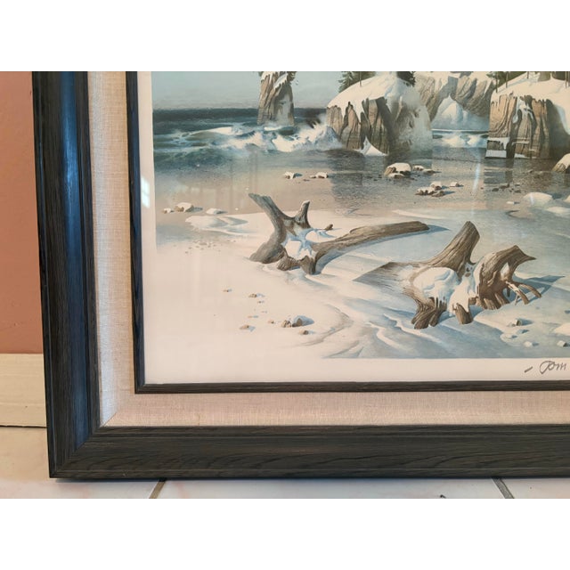 Wood 1977 Tom Nicholas Signed Coastal Lithographs, “Monterey Beach” & “Winter Beach” — Set of 2 For Sale - Image 7 of 12
