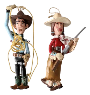 Vintage Seasons of Cannon Falls Cowboy and Cowgirl Ornaments