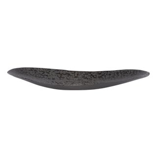 Chiseled Texture Black Iron Elongated Tray- Small For Sale