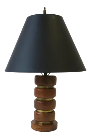 Midcentury Modern Walnut Wood and Brass Table or Desk Lamp