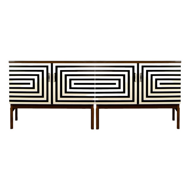 Modular Sideboard with Op Art Motif, 1970s, Set of 2 For Sale