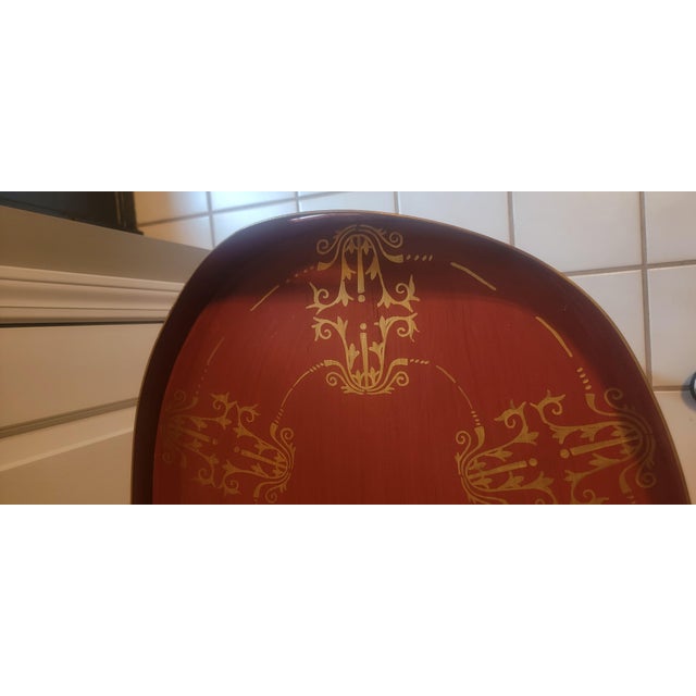 Mid 20th Century Mid 20th Century Vintage Dutch Hand Painted Metal Tray Top Accent Table on Stand For Sale - Image 5 of 18