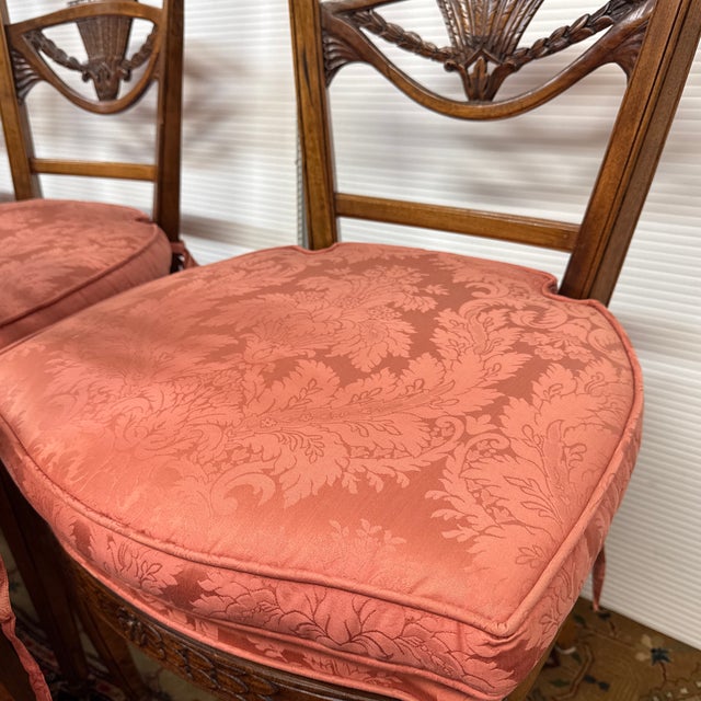 Early 20th Century Empire Style Walnut Wood Sheaf of Wheat Dining Chairs, Set of Eight For Sale - Image 5 of 12