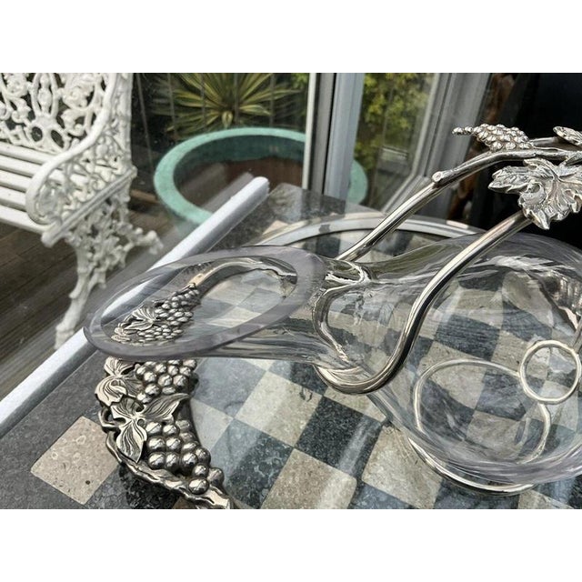 1970s Italian Sterling Silver and Hand-Blown Crystal Duck Carafe by Macini Carlo, Florence, 1971 For Sale - Image 5 of 17