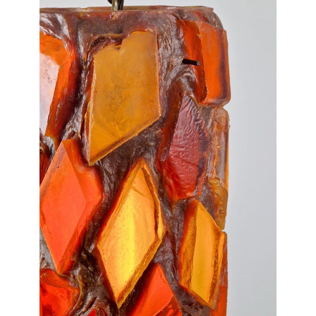 Brutalist Funk-a-delic 60's Hanging Chunky Lucite Swag Lamp, Handmade Amber Acrylic Crystal Cylinder Not just anything!!...