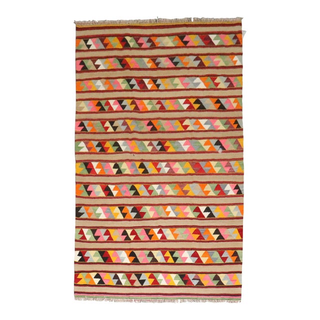 Colorful Vintage Turkish Kilim, 5'5'' X 8'11'' For Sale