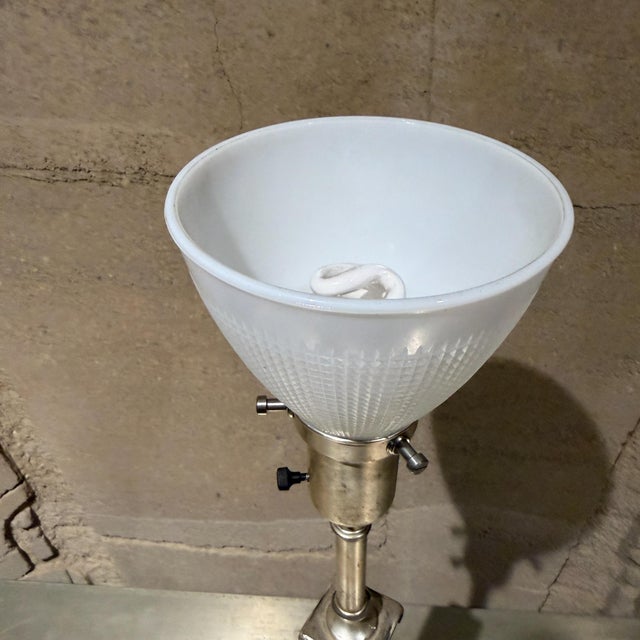 Glass Vintage Neoclassical Torchiere Table Lamp Attributed Stiffel Rembrandt For Sale - Image 7 of 10