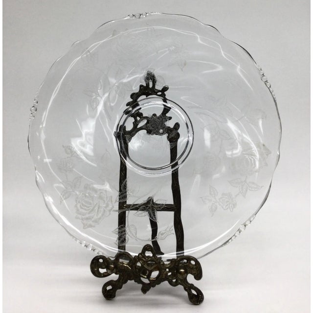 Vintage Victorian Style Crystal Etched Cake Platter For Sale - Image 4 of 12