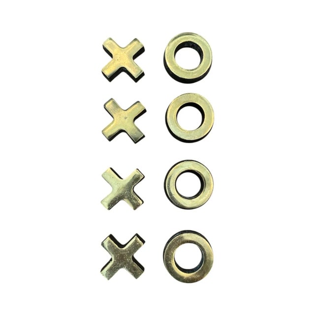 Mid 20th Century Vintage Mid Century Large Footed Burl Wood Tic Tac Toe Set With Brass Tone Detailing For Sale - Image 5 of 7