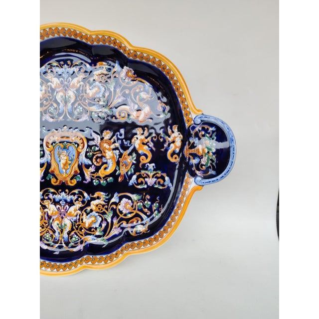 1970s Large Earthenware Tray from Gien, 1970s For Sale - Image 5 of 12