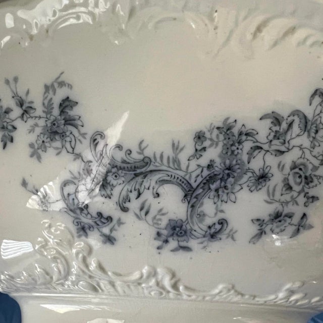 Victorian Victorian Wash Basin Ca 1894 Pitcairns Limited Porcelain Royale Tunstall, England Blue Transferware For Sale - Image 3 of 4