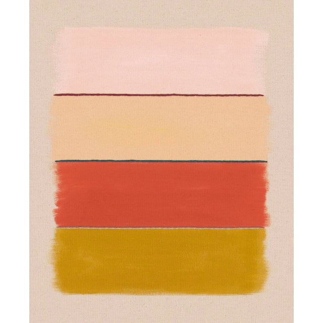 Abstract Stripes Fine Art Print, Pink, Gold, Mustard Yellow, 38 X 30 Unframed Print For Sale