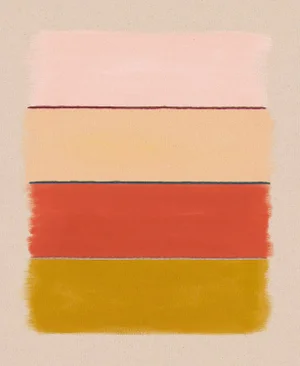 Abstract Stripes Fine Art Print, Pink, Gold, Mustard Yellow, 38 X 30 Unframed Print