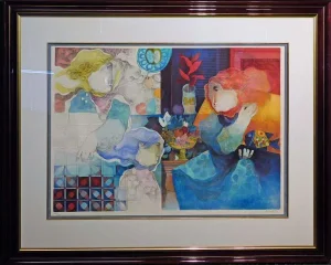 Sunol Alvar"Contemolacion De Un Pasado"Lithograph with Embossing and Custom Framed