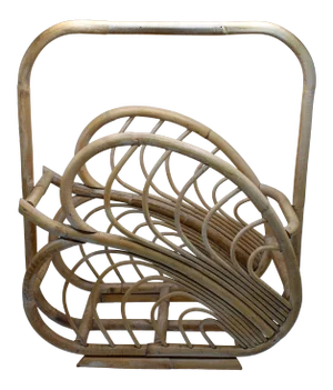 Large Vintage Rattan Basket With Handle