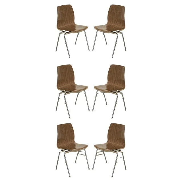 Mid-Century Modern Stacking Dining Chairs from Pagholz, West Germany, Set of 6 For Sale - Image 12 of 12