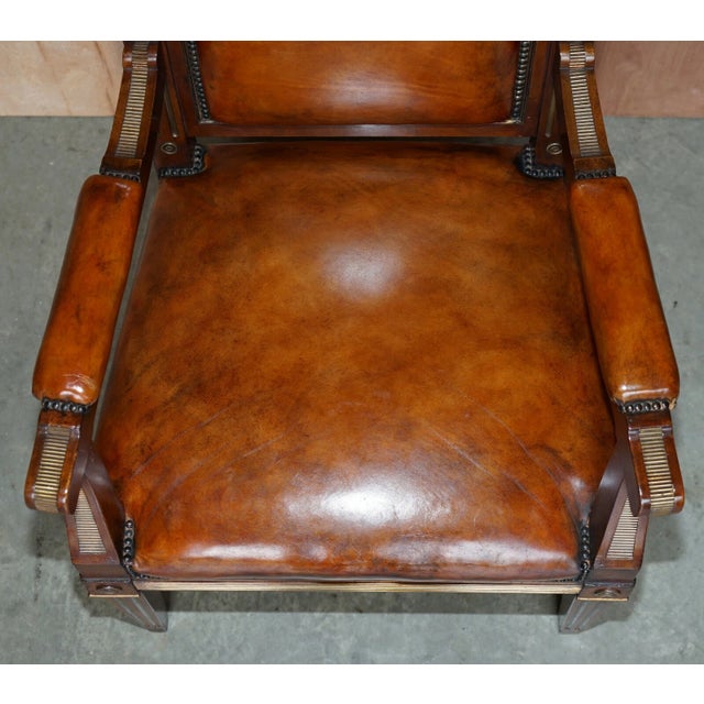 Restored 19th Century Antique Russian Mahogany & Gilt Metal Partner Desk With Leather Armchair For Sale - Image 10 of 12