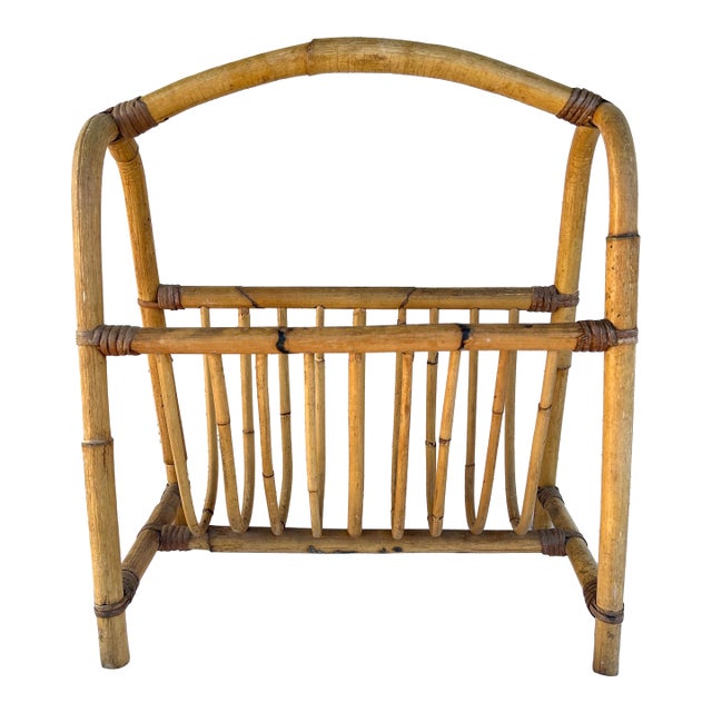 Vintage Bent Bamboo Magazine Rack For Sale