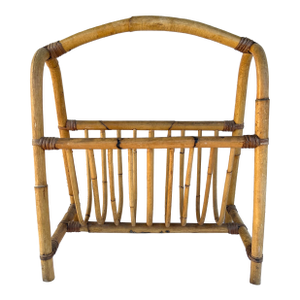 Vintage Bent Bamboo Magazine Rack