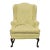 Mid 20th Century Queen Anne Style Mahogany Wing Chair Yellow Check Fabric Slipcover Made in Virginia For Sale